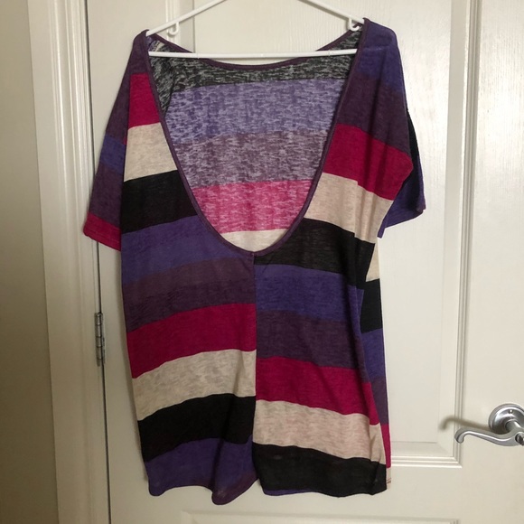 Striped light weight long sweater with low back. - Picture 3 of 4